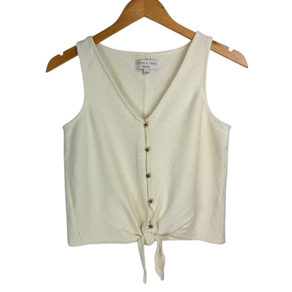 Madewell Texture & Thread Button Front Tank Top Sz Small Cream Knit - Picture 4 of 14